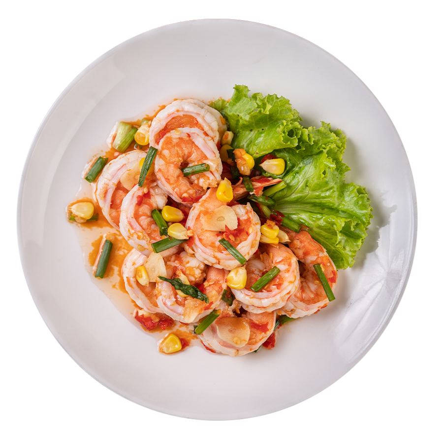 Shrimps in pink sauce